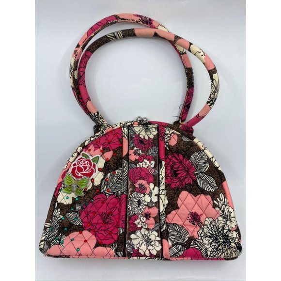 VERA BRADLEY Quilted Tote Bag w/ Wallet Black Red - Picture 3 of 13